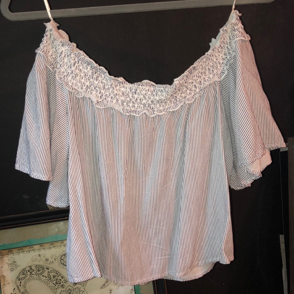 Off the shoulder striped top